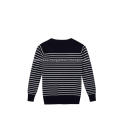 Boy's Knitted Buttoned White Black Stripe School Cardigan